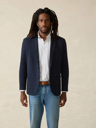 Faherty Inlet Herringbone Blazer In Navy Twilight Herringbone