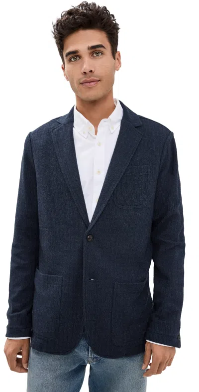 Faherty Inlet Herringbone Blazer Navy Twilight Herringbone
