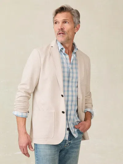 Faherty Inlet Knit Tweed Blazer In Khaki Stone Herringbone