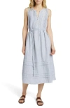 FAHERTY ISHA STRIPE LINEN MIDI DRESS