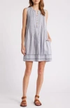 Faherty Isha Stripe Sleeveless Linen Dress In Day Lily Stripe