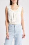 Faherty Isla Embroidered Organic Cotton Button-up Tank In Egret