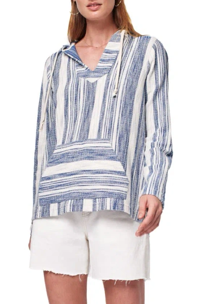 Faherty Islet Stripe Poncho Hoodie In Blue Elkin Stripe