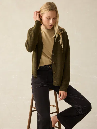 Faherty Jackson Cardigan In Olive Heather