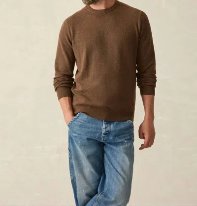 Faherty Jackson Crew Sweater In Trail Brown Heather
