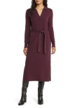 Faherty Jackson Long Sleeve Tie Waist Cotton Blend Sweater Dress