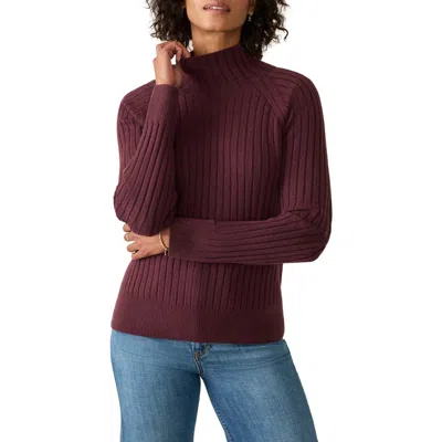 Faherty Jackson Mock Neck Cotton Blend Rib Sweater In Purple