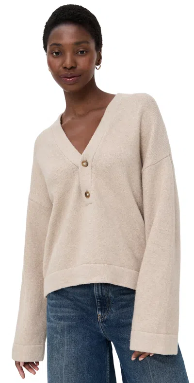 Faherty Jackson V Neck Popover Oatmeal Heather In Multi