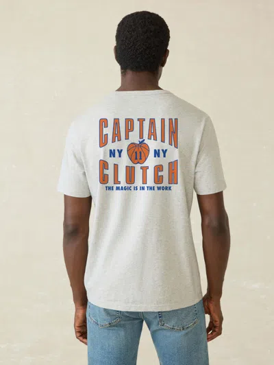 Faherty Jalen Brunson X Captain Clutch Sunwashed Pocket T-shirt In Gray