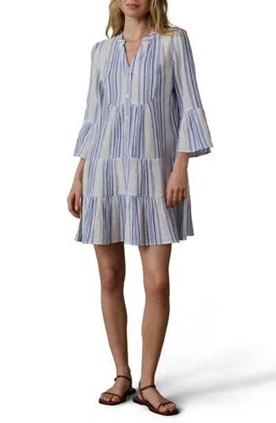 Faherty Kasey Dream Gauze Tiered Organic Cotton Minidress In Blue
