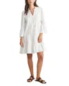 Faherty Kasey Dream Gauze Tiered Organic Cotton Minidress In White