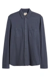 Faherty Knit Seasons Organic Cotton Button-up Shirt In Dune Navy