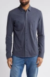 Faherty Knit Seasons Organic Cotton Button-up Shirt In Dune Navy