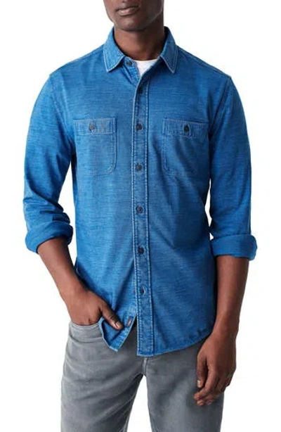 Faherty Knit Seasons Organic Cotton Button-up Shirt In Blue