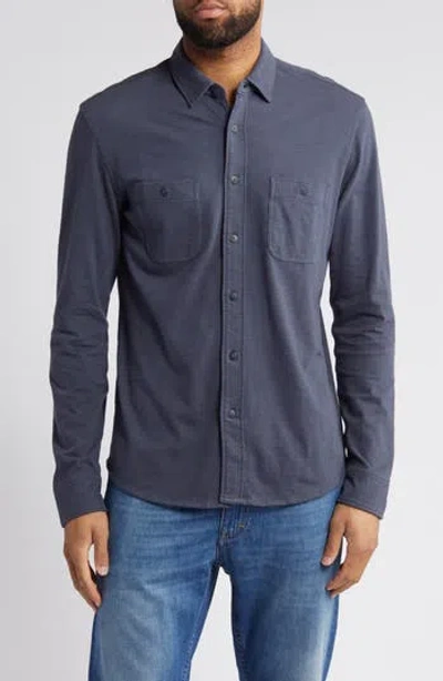 Faherty Knit Seasons Organic Cotton Button-up Shirt In Blue