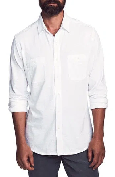 Faherty Knit Seasons Organic Cotton Button-up Shirt In White