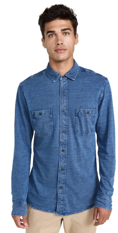 Faherty Knit Seasons Shirt Medium Indigo Wash