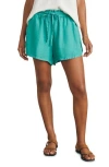 Faherty Laguna Linen Drawstring Shorts In Bottle Green