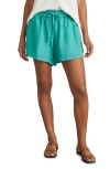Faherty Laguna Linen Drawstring Shorts In Bottle Green