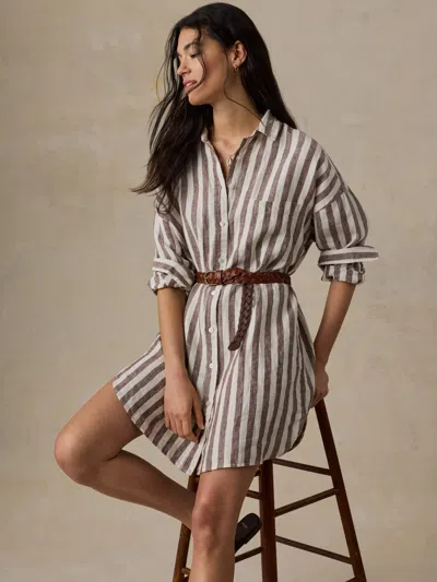 Faherty Laguna Linen Kova Shirtdress In Brown