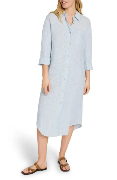 Faherty Laguna Linen Maxi Shirtdress In Ocean View