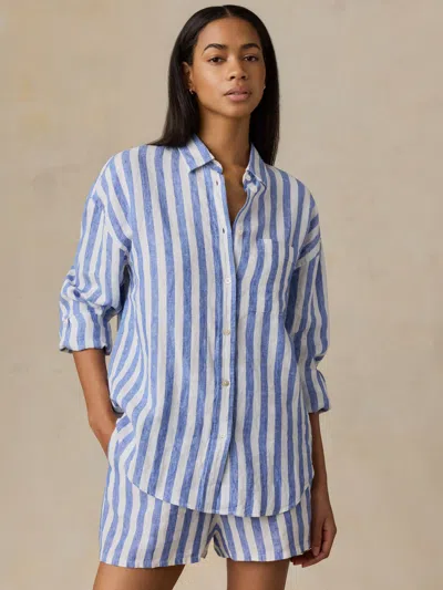 Faherty Laguna Linen Relaxed Shirt In Blue
