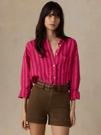 Faherty Laguna Linen Relaxed Shirt In Pink