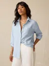 Faherty Laguna Linen Relaxed Shirt In Blue Fog