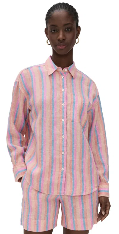 FAHERTY LAGUNA LINEN RELAXED SHIRT CABANA MULTI STRIPE
