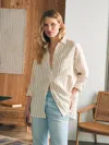 Faherty Laguna Linen Relaxed Shirt In Tan Lucy Stripe