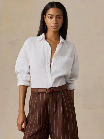 Faherty Laguna Linen Relaxed Shirt In White