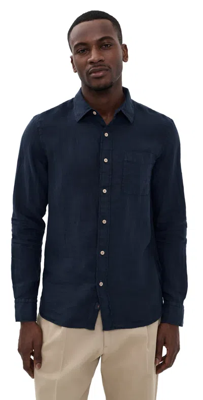 Faherty Laguna Linen Shirt Island Navy In Blue