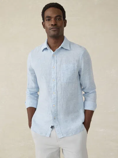 Faherty Laguna Linen Shirt In Light Blue Melange