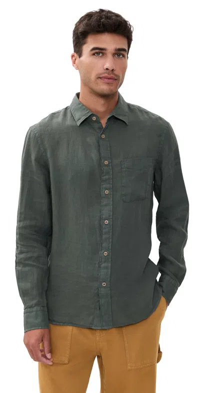 Faherty Laguna Linen Shirt Valley Sage In Green