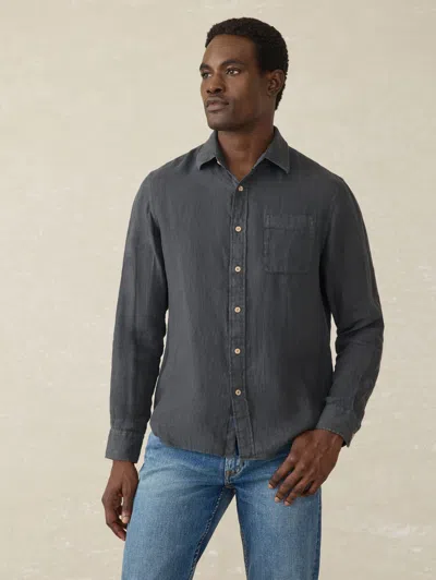 Faherty Laguna Linen Shirt In Washed Black