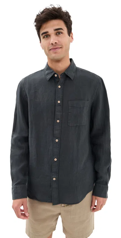 Faherty Laguna Linen Shirt Washed Black