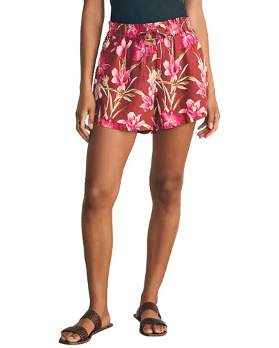 Faherty Laguna Linen Tie Waist Short In Majorca Floral