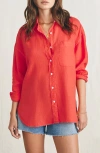 Faherty Laguna Relaxed Fit Linen Button-up Shirt In Poppy Red