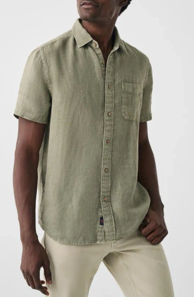 Faherty Laguna Short Sleeve Linen Button-up Shirt In Canyon Olive