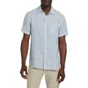 Faherty Laguna Short Sleeve Linen Button-up Shirt In Horizon Ivory Stripe