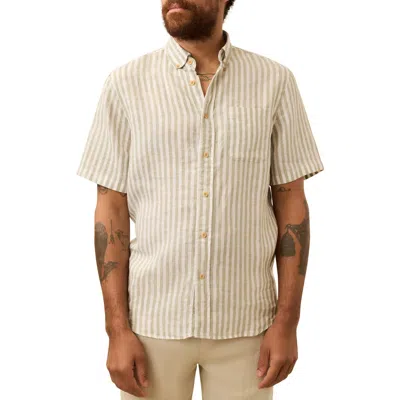Faherty Laguna Short Sleeve Linen Button-down Shirt In Neutral
