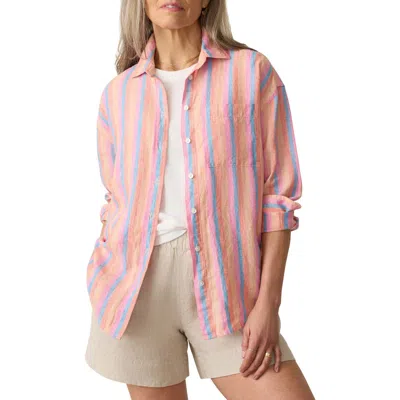FAHERTY FAHERTY LAGUNA STRIPE LINEN BUTTON-UP SHIRT