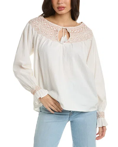 Faherty Laura Embroidered Top In White