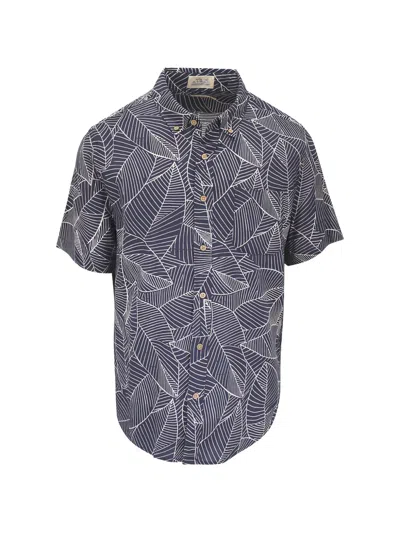 Faherty Leaf-print Short-sleeved Shirt In Grey