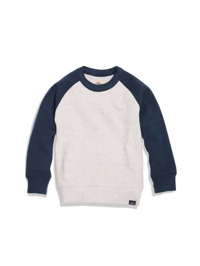 Faherty Legend Baseball Organic Cotton Blend Sweatshirt In Light Heather Grey/brighton Navy Twill