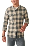 Faherty Legend Buffalo Check Knit Button-up Shirt In Tan Charcoal Buffalo