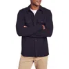 Faherty Sherpa Lined Shirt Jacket In Heathered Black Twill