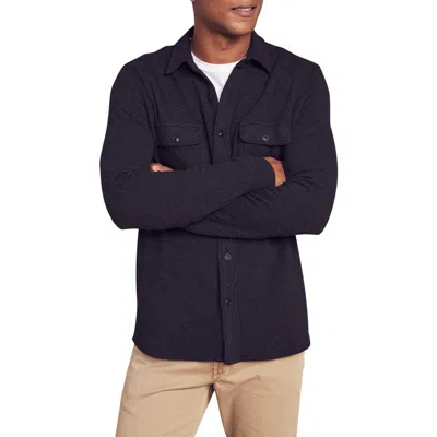 Faherty Sherpa Lined Shirt Jacket In Heathered Black Twill