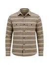 Faherty Legend Horizontal-stripe Overshirt In Brown