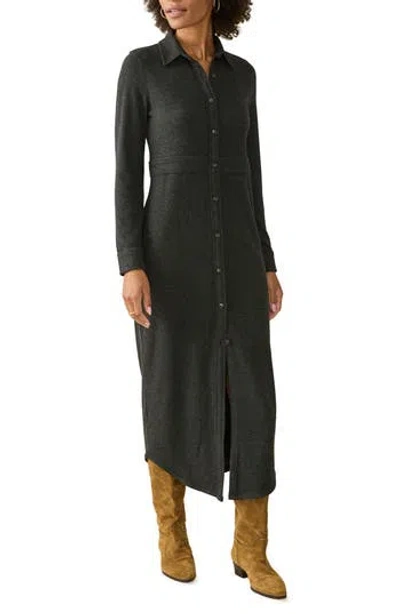 Faherty Legend Long Sleeve Shirtdress In Black